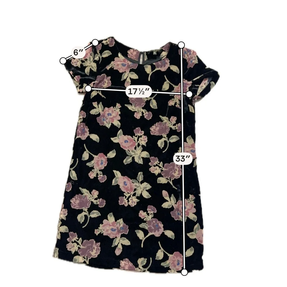 Massimo Fabbro Italy Black Velvet Shift Dress Floral Burnout Dark Fairy Size 4 - Picture 7 of 7